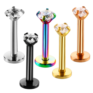 Lot de 50 Piercings Labret Monore en Acier et Zircon, Or Rose, pour Cartilage d'Oreille et Hélix, Bijoux de Corps 16G - Product Image 1