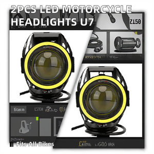 2 chiếc đèn pha xe máy <span class=keywords><strong>LED</strong></span> U7 có công tắc bật/tắt Đèn sương mù mắt thiên thần mới & đèn chiếu sáng ở nhiệt độ màu 6500k - Product Image 2