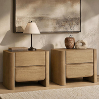 Tables de chevet à bords arrondis, lot de 2, avec pieds épais et station de charge, grande table de chevet pour le côté du lit