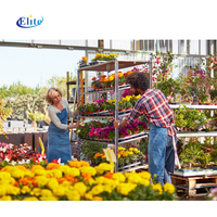 Chariot à fleurs fraîches à quatre roues en acier inoxydable, porte-plantes CC, chariot à fleurs hollandais, OEM personnalisable, capacité de charge de 600 kg