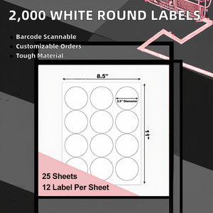 2 Inch White Matte Candle Lid Product 2,000 Circle <b>Stickers</b> Pack 100 Sheets-Permanent 2 Inch Labels for Supermarket Use Barcode - Product Image 2