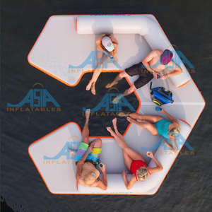 Plataforma <span class=keywords><strong>Flotante</strong></span> Redonda de Agua Inflable Económica para 7 Personas, Estilo Clásico - Product Image 4