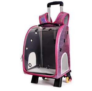 बड़े पहियों पर बिल्ली बैग वाहक पालतू यात्रा रोलिंग बैग 10kg मध्यम कुत्ते वाहक पारदर्शी एयरलाइन को मंजूरी दी - Product Image 1