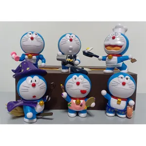 6PCS/सेट 8-10CM Doraemon खाना पकाने Cosplay संग्रह मॉडल खिलौना मोबाइल फोनों के लिए पीवीसी चित्रा