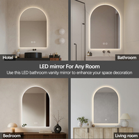 Miroir arqué en argent sans cuivre, miroir HD OEM personnalisé, miroir intelligent à LED tactile avec En12600 et Epr