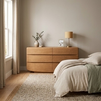Commode à 6 tiroirs en bois massif de chêne européen traditionnel, armoire de rangement pour chambre à coucher, fabriquée en Chine