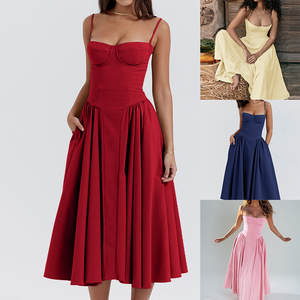 <span class=keywords><strong>Robe</strong></span> sans bretelles pour femmes, style baroque vintage, silhouette en A, jupe fluide, robes élégantes pour femmes - Product Image 2