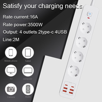 Multiprise personnalisable avec protection contre les surtensions, prise européenne, rallonge avec ports USB