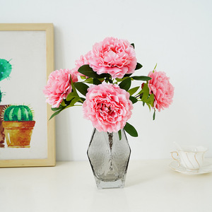 <b>Artificial</b> Peony Flowers 5 Head Silk <b>Bouquet</b> High Simulation Wedding Home Decoration - Product Image 4