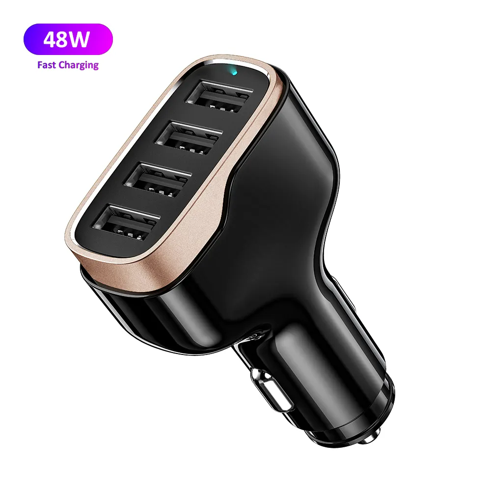 CE ROHS 48W 9.6A Car Charger Adapter With Aluminum Case Fast Charging Mobile Cell Phone 4 USB Car Charger