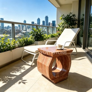 Low MOQ Natural Red <strong>Travertine</strong> Coffee Table and End Table with Unique Veining for a Modern Living Room and Hotel <strong>Lounge</strong> <strong>Deco</strong> - Product Image 2