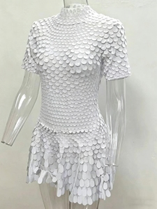 ZHEZHE <span class=keywords><strong>Abito</strong></span> da Sera <span class=keywords><strong>Mini</strong></span> Aderente di Lusso per Donna, Vestito da Festa Sexy con Glitter Scintillante e Maniche Corte - Product Image 6