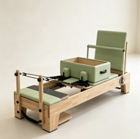 Reformer Pilates en Chêne Massif, Lit de Pilates à Glissière Silencieuse sur Rail Complet, Machine d'Entraînement Commerciale pour Studio de Yoga et Pilates