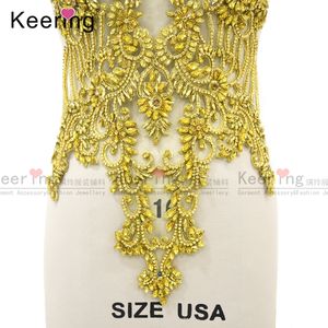 Robe de mariée <span class=keywords><strong>en</strong></span> or Royal, corsage personnalisé, Applique perlée, Patch - Product Image 5