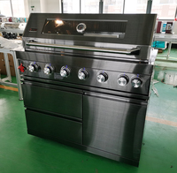 Barbecue en acier inoxydable au gaz certifié CE, 6 brûleurs, sans fumée, couleur noire, pour l'extérieur