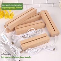 Base de lumière LED en bois massif pour longue nuit 7 options de couleur ornement rectangulaire en bois blanc chaud base de lumière acrylique Mini batterie