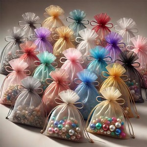 7*9cm <span class=keywords><strong>Organza</strong></span> sacchetto di cordone di caramelle gioielli in maglia regalo sacchetto di garza contenitore - Product Image 1