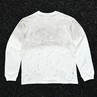 T-shirt à manches longues pour homme, coupe ample, style streetwear, design unique avec effet de peinture éclaboussée, lavage sale et finition vieillie
