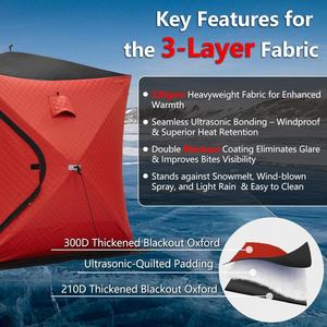 <span class=keywords><strong>Abri</strong></span> de pêche sur glace pop-up isolé, amélioré, coupe-vent et chaud, pour équipement de pêche - Product Image 3