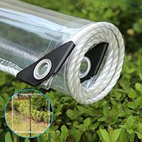 Bâche en PVC tissé transparente imperméable avec œillets renforcés pour serre, patio et enclos extérieur