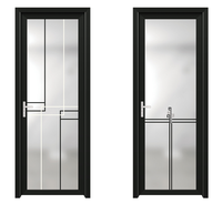 Portes de toilettes insonorisées, portes de douche en verre pour salle de bain, portes intérieures en verre dépoli en aluminium pour salle de bain