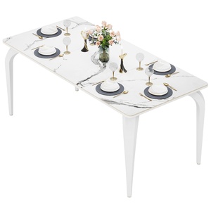 Tribesigns Luxe Moderne 63 \ "Marmeren Gesinterde Stenen Eettafel Keukentafel Met Houten Paneel Metalen Poten Eetkamer Meubels - Product Image 1