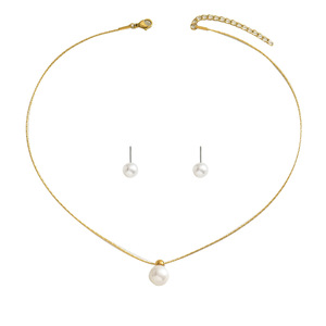 Ensemble de bijoux minimalistes géométriques en perles, collier et boucles d'oreilles en perles d'imitation, bijoux tendance - Product Image 5
