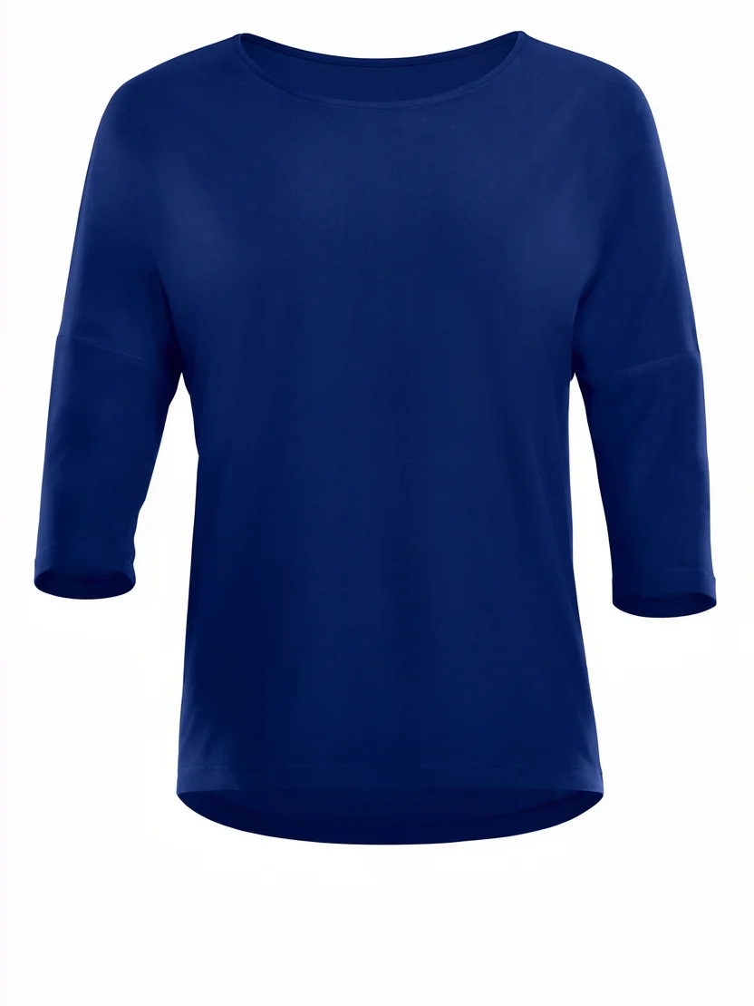 Women YOGA TOP 3/4 Sleeve Round Neck Drop Shoulder Loose Fit Solid Color Casual Wear Wholesale OEM ODM