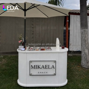 รถเข็นไม้สีขาวพับได้ LEDA สำหรับจัดวางอาหารว่าง ดอกไม้ กาแฟ และเครื่องดื่ม เหมาะสำหรับงานแต่งงาน - Product Image 1