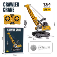 Mini grue RC Crawler 1/64, véhicule d'ingénierie télécommandé 2,4 GHz avec lumières et sons, jouet de bureau pour enfants et collectionneurs