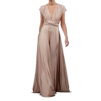 Robe de Demoiselle d'Honneur Convertible Métallique pour Femme, Bustier, Longue, Fendue, Respirante, Écologique, Taille Naturelle, pour Soirée et Cérémonie