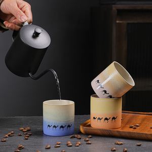 Gradient Glazed Round Ceramic Small <b>Espresso</b> Coffee <b>Cups</b> Vintage Arabic Style Pottery Tea Water Mug for Home Use and Office - Product Image 4