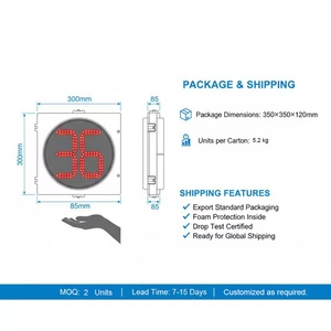 GA 300mm Countdown <b>Timer</b> Traffic Signal <b>Outdoor</b> High Flux Brightness Dual Number Display Solar Mains Powered 12V PC Mount Smart - Product Image 2