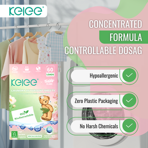 Teddy Island Accessoires : Nouvelles feuilles de lessive écologiques tendance – Feuilles de savon biodégradables pour le linge, pour une élimination efficace <span class=keywords><strong>des</strong></span> taches - Product Image 1