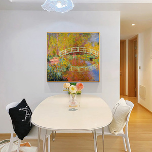 Arte de pared de <span class=keywords><strong>paisaje</strong></span> moderno hecho a mano, <span class=keywords><strong>pintura</strong></span> al óleo de Monet de estilo impresionista puro sobre lienzo, Escena de puente japonés, decoración de habitación - Product Image 2