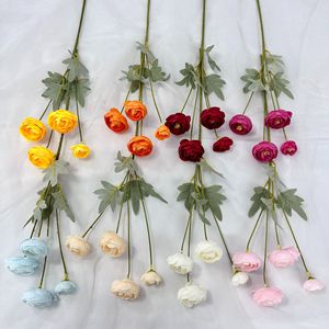 ดอกไม้ประดิษฐ์แบบ 4 หัว รูปดอกบัว ผ้าไหม สำหรับตกแต่งบ้าน ตกแต่งโต๊ะทำงาน ใช้เป็นพร็อพถ่ายภาพงานแต่งงาน ตกแต่งวันหยุด - Product Image 3