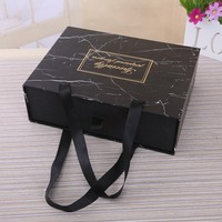 Tiroir de parfum de luxe en carton à texture de marbre noir coulissant pour cadeaux de mariage pour vêtements