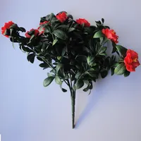 ดอกไม้ตกแต่งกิ่งต้นชาสั้นขยายช่อดอกไม้ประดิษฐ์สีแดง
