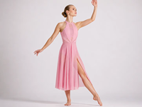Robe de danse moderne personnalisée avec jupe en maille transparente, costume de scène lyrique