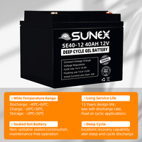 12V 40Ah Sealed Lead Acid Battery Batterie Solaire Gel Sunex Deep Cycle Gel Battery