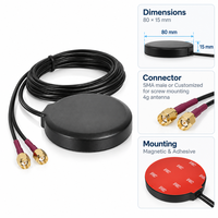 Antenne Puck LTE MIMO à profil bas 698-2700 MHz avec connexion mâle 80 x 15 mm, gain 2,5 dBi, VSWR 2,0 pour routeurs cellulaires
