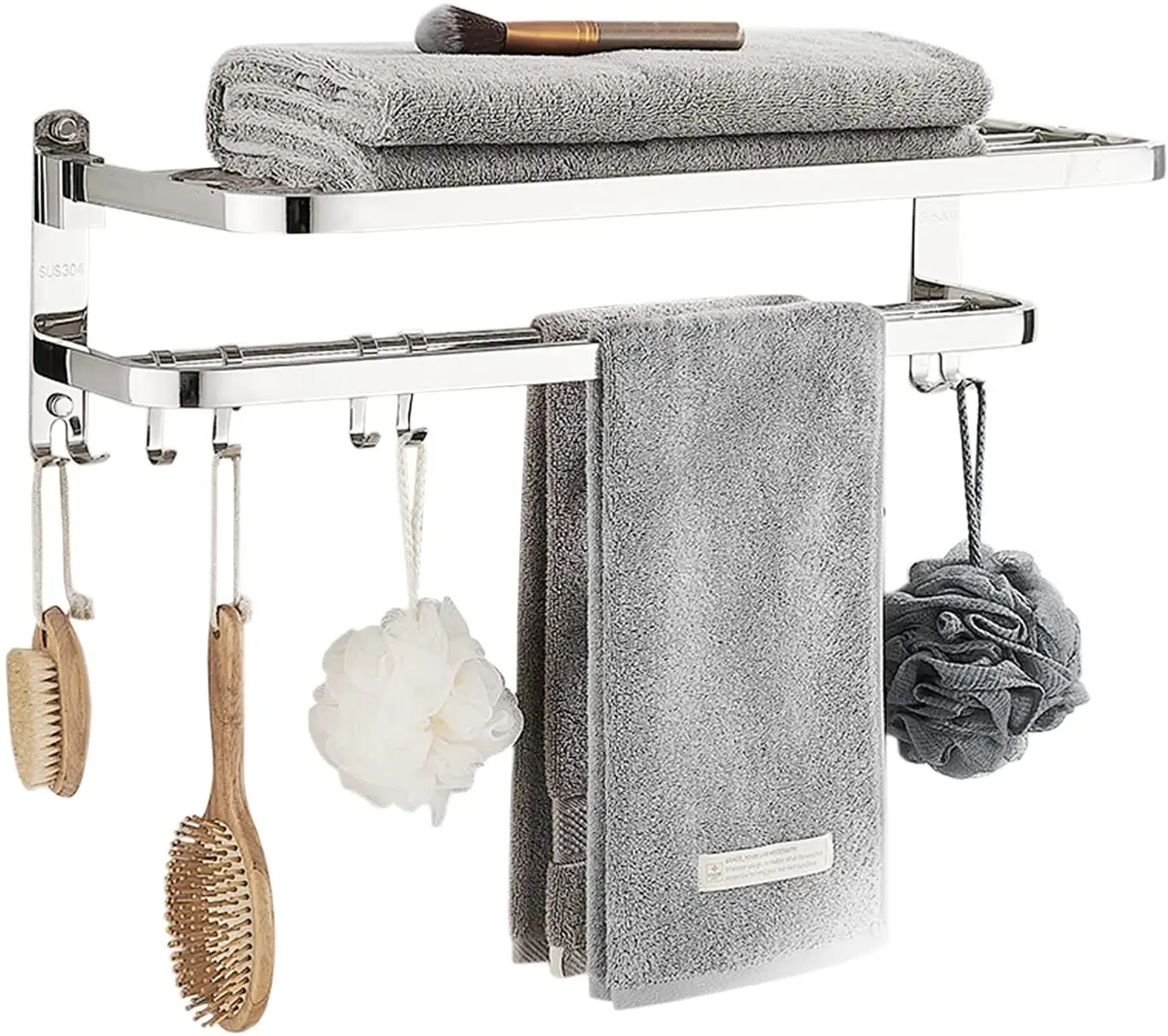 bathroom sus304 stainless steel corner bath towel racks with hook wall mounted folding adhesive towel rack