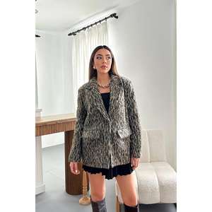 Chaqueta Blazer de Lana con Estampado de Leopardo para Mujer, Abrigo Tejido de Manga Larga para Otoño, Ropa Exterior de Moda - Product Image 6