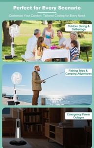 16-Inch Solar LED Light Stand <b>Fan</b> With 9 High-Speed Battery Operation <b>Remote</b> <b>Control</b> Rechargeable Standing <b>Fan</b> WYfs05 Rechargeab - Product Image 5