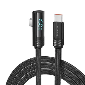 Toocki 2023 new arrival C-C 100W elbow fast charging data cable with black blue purple colors for mobile phone