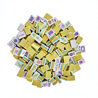 Ensemble de 160 tuiles de mahjong sculptées à 4 couches, 1-1/4 pouce, en papier chiffon citron avec motif oiseau printanier