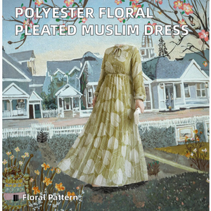 100% Polyester Casual Plus Size Summer/Winter Floral Design Pleated Button <b>Muslim</b> <b>Women</b> Abaya Modest <b>Dress</b> - Product Image 2