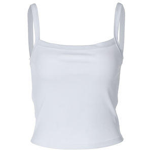 L800897 Top in cotone Casual bianco senza maniche alla moda da donna con Top corto <span class=keywords><strong>a</strong></span> coste da donna <span class=keywords><strong>canotta</strong></span> estiva Fitness Basic - Product Image 5