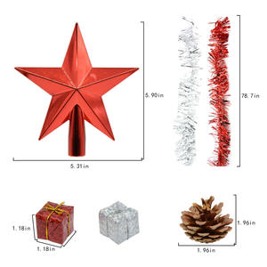 Nouveau ensemble de boules de Noël faites à la main rayé et étoile à cinq branches opposé à la décoration de pendentif d'arbre de sexe - Product Image 2