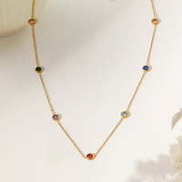 Parure de bijoux tendance en acier inoxydable avec collier ras-du-cou et bracelet en zircon coloré de haute qualité pour femme TGTZ1377